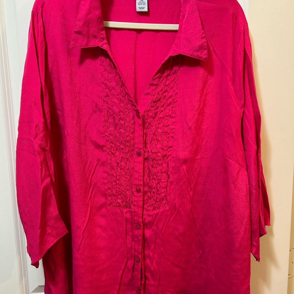Hot Pink Dressy Blouse Maggie Barnes 3X